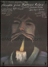 9p152 NIEZWYKLA PODROI BALTAZARA KOBERA Polish 26x37 1988 Pagowski art of candle w/human mask!