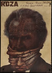 9p154 RDZA Polish 26x37 1981 Zygmunt Hubner, bizarre Pagowski art of man w/face mask!