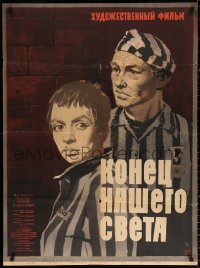 9p556 END OF OUR WORLD Russian 31x41 1965 Lemeshenko artwork of concentration camp prisoners!