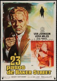 9p167 23 PACES TO BAKER STREET Spanish 1961 different Jano art of Johnson w/phone & scared Miles!