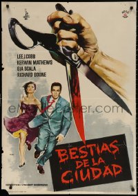 9p177 GARMENT JUNGLE Spanish 1961 Lee J. Cobb, Gia Scala, different Mac art of bloody scissors!