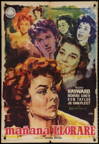9p183 I'LL CRY TOMORROW Spanish 1959 different Jano art of Susan Hayward as Lillian Roth!