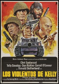 9p186 KELLY'S HEROES Spanish R1981 Clint Eastwood, Telly Savalas, cool Mac art of tank and top cast!