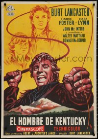 9p187 KENTUCKIAN Spanish 1955 cool art of star & director Burt Lancaster with whip by MCP!
