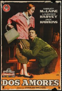 9p206 TWO LOVES Spanish 1961 different Jano art of Shirley MacLaine w/ crying Laurence Harvey!