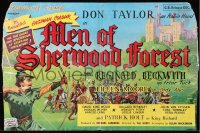 9p254 MEN OF SHERWOOD FOREST English trade ad 1956 different art of Don Taylor as Robin Hood!