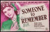 9p263 SOMEONE TO REMEMBER English trade ad 1943 different close-up artwork of pretty Mabel Paige!