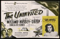 9p269 UNINVITED English trade ad 1944 Ray Milland, Hussey, introducing Gail Russell, different!