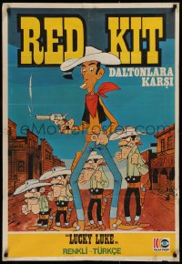 9p093 LUCKY LUKE Turkish 1971 Daisy Town, great western cartoon artwork of cowboy on horse!