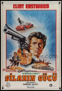 9p094 MAGNUM FORCE Turkish 1973 different art of Clint Eastwood pointing his huge gun by Omer Muz!