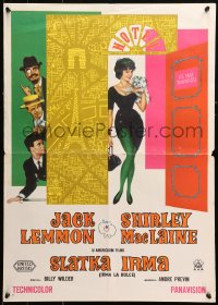 9p309 IRMA LA DOUCE Yugoslavian 20x27 1963 Shirley MacLaine & Jack Lemmon, Billy Wilder directed!