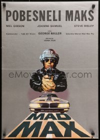 9p315 MAD MAX Yugoslavian 19x27 1980 art of wasteland cop Mel Gibson, Miller's Australian action classic!
