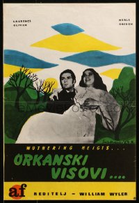 9p344 WUTHERING HEIGHTS Yugoslavian 13x19 1969 Laurence Olivier is torn with desire for Oberon!