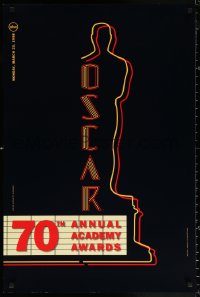 9r421 70TH ANNUAL ACADEMY AWARDS 24x36 1sh 1998 image of the Oscar Award as a neon theater sign!