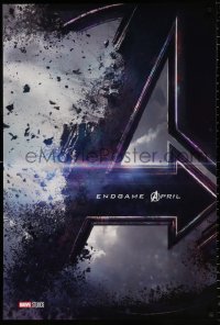 9r466 AVENGERS: ENDGAME int'l teaser DS 1sh 2019 Marvel Comics, Chris Hemsworth, shattering logo!