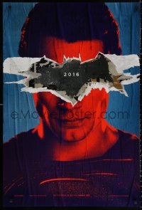9r484 BATMAN V SUPERMAN teaser DS 1sh 2016 close up of Henry Cavill in title role under symbol!