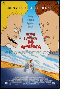 9r486 BEAVIS & BUTT-HEAD DO AMERICA advance 1sh 1996 Mike Judge MTV juvenile delinquent cartoon!