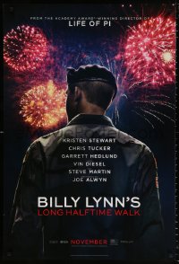 9r499 BILLY LYNN'S LONG HALFTIME WALK teaser DS 1sh 2016 Kristen Stewart, cool art of Joe Alwyn!