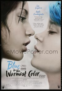 9r514 BLUE IS THE WARMEST COLOR 1sh 2013 lesbians Lea Seydoux & Adele Exarchopoulos about to kiss!