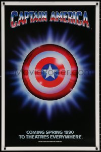 9r519 CAPTAIN AMERICA teaser 1sh 1990 Marvel Comics superhero, cool image of shield!
