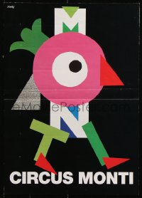 9r013 CIRCUS MONTI 12x17 Swiss circus poster 1970s abstract art of a bird by Zebedays!