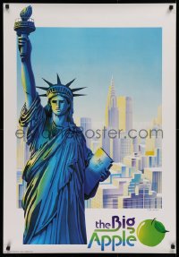9r267 BIG APPLE 27x39 Italian commercial poster 1980s Statue of Liberty with NYC skyline!