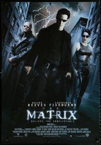 9r288 MATRIX 27x39 French commercial poster 1999 Reeves, Moss, Fishburne, Wachowskis, lightning!
