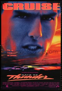 9r561 DAYS OF THUNDER DS 1sh 1990 close image of angry NASCAR race car driver Tom Cruise!