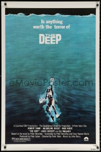 9r568 DEEP 1sh 1977 great art of sexy swimming scuba diver Jacqueline Bisset!