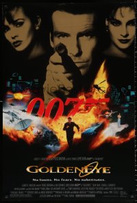 9r624 GOLDENEYE 1sh 1995 cast image of Pierce Brosnan as Bond, Isabella Scorupco, Famke Janssen!