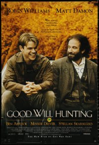 9r626 GOOD WILL HUNTING 1sh 1997 great image of smiling Matt Damon & Robin Williams!
