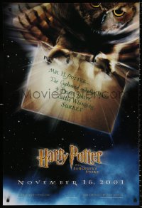 9r645 HARRY POTTER & THE PHILOSOPHER'S STONE teaser DS 1sh 2001 Hedwig the owl, Sorcerer's Stone!