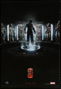 9r687 IRON MAN 3 teaser DS 1sh 2013 cool image of Robert Downey Jr & many suits!