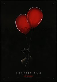 9r690 IT CHAPTER TWO teaser DS 1sh 2019 King, creepy image of Pennywise holding two red balloons!