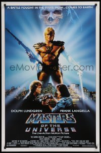 9r760 MASTERS OF THE UNIVERSE 1sh 1987 image of Dolph Lundgren as He-Man & Langella as Skeletor!