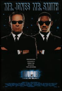 9r765 MEN IN BLACK int'l DS 1sh 1997 Will Smith & Tommy Lee Jones close-up!