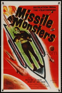 9r771 MISSILE MONSTERS 1sh 1958 aliens bring destruction from the stratosphere, wacky sci-fi art!