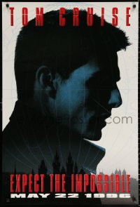 9r773 MISSION IMPOSSIBLE teaser 1sh 1996 cool silhouette of Tom Cruise, Brian De Palma directed!