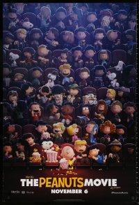 9r799 PEANUTS MOVIE style B teaser DS 1sh 2015 wonderful image of all characters in movie theater!
