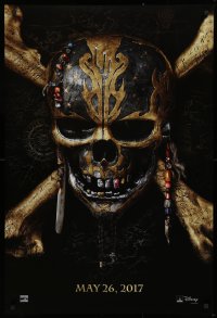 9r817 PIRATES OF THE CARIBBEAN: DEAD MEN TELL NO TALES teaser DS 1sh 2017 gold skull & crossbones!