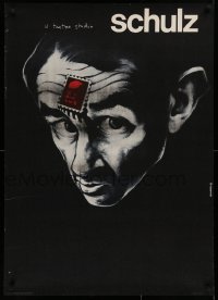 9r118 SCHULZ exhibition Polish 26x37 1983 dark Bednarski artwork of man with stamp on forehead!