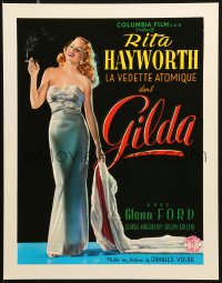 9r177 GILDA 15x20 REPRO poster 1990s sexy smoking Rita Hayworth full-length in sheath dress