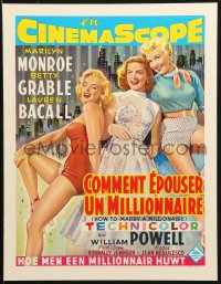 9r178 HOW TO MARRY A MILLIONAIRE 15x20 REPRO poster 1990s Marilyn Monroe, Grable & Bacall!