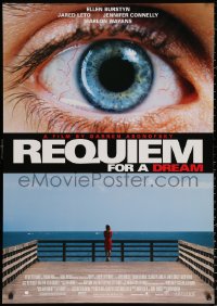 9r837 REQUIEM FOR A DREAM 1sh 2000 addicts Jared Leto & Jennifer Connelly, cool eye image!