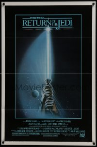 9r840 RETURN OF THE JEDI 1sh 1983 George Lucas, art of hands holding lightsaber by Reamer!