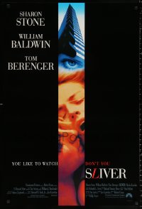 9r880 SLIVER int'l 1sh 1993 Philip Noyce, cool image of William Baldwin & sexy Sharon Stone!