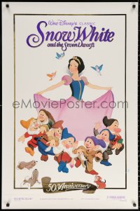 9r881 SNOW WHITE & THE SEVEN DWARFS foil 1sh R1987 Walt Disney cartoon fantasy classic!