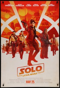 9r883 SOLO advance DS 1sh 2018 A Star Wars Story, Ron Howard, Ehrenreich, top cast, Chewbacca!