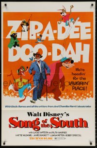 9r885 SONG OF THE SOUTH 1sh R1972 Walt Disney, Uncle Remus, Br'er Rabbit & Bear, zip-a-dee doo-dah!