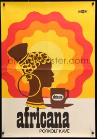 9r242 AFRICANA 19x27 Hungarian advertising poster 1960s Ilona Muller art of African woman, Zamat!